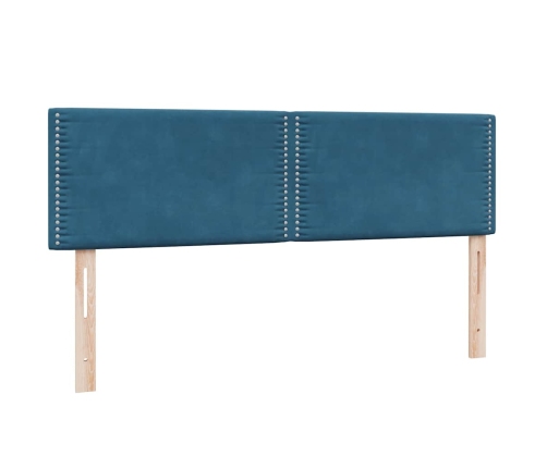 Cama box spring con colchón terciopelo azul oscuro 160x210 cm