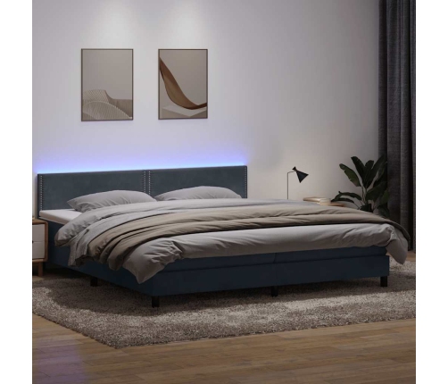 Cama box spring con colchón terciopelo gris oscuro 180x210 cm