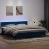 Cama box spring con colchón terciopelo azul oscuro 180x210 cm