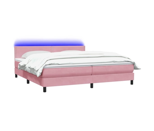 Cama box spring con colchón terciopelo rosa 180x210 cm