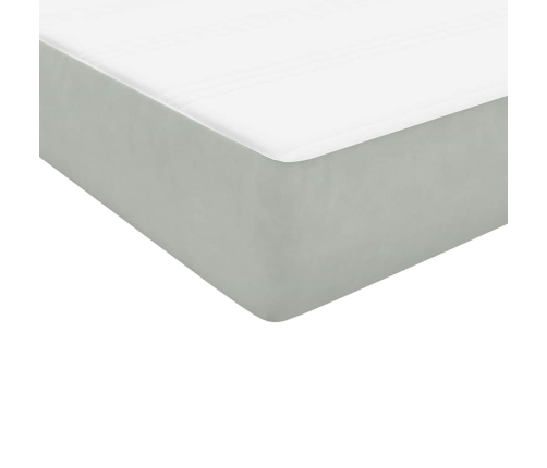 Cama box spring con colchón terciopelo gris claro 200x210 cm