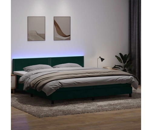 Cama box spring con colchón terciopelo verde oscuro 200x210 cm