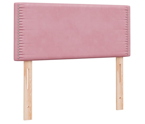 Cama box spring con colchón terciopelo rosa 80x220 cm