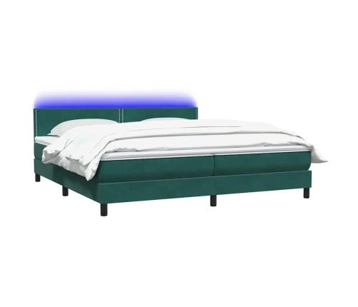 Cama box spring con colchón terciopelo verde oscuro 180x220 cm