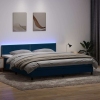 Cama box spring con colchón terciopelo azul oscuro 180x220 cm