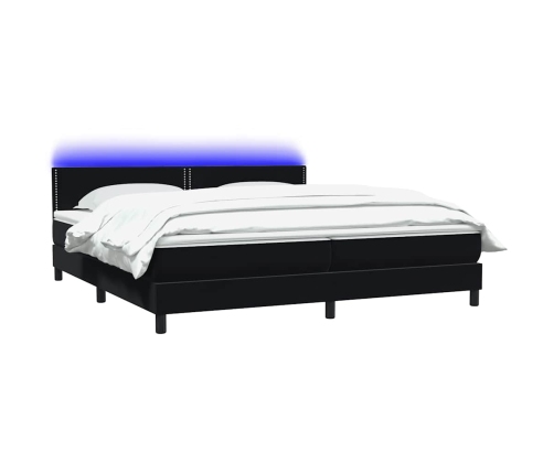 Cama box spring con colchón terciopelo negro 200x220 cm