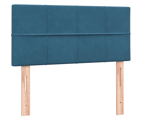 Cama box spring con colchón terciopelo azul oscuro 100x210 cm