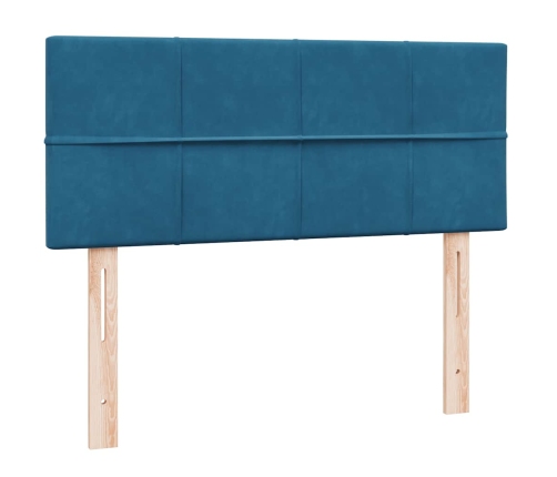 Cama box spring con colchón terciopelo azul oscuro 120x210 cm