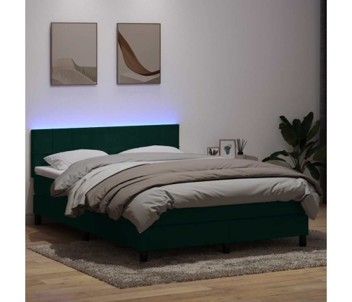 Cama box spring con colchón terciopelo verde oscuro 160x210 cm