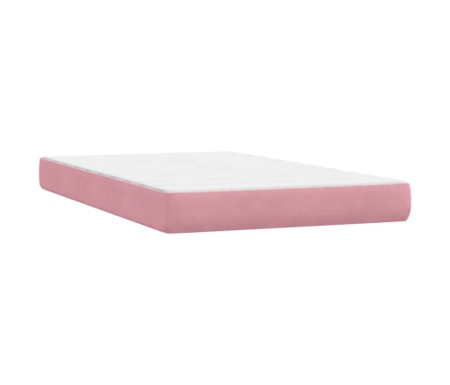 Cama box spring con colchón terciopelo rosa 120x220 cm