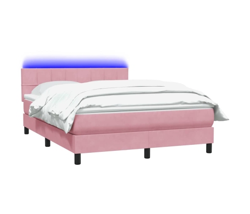 Cama box spring con colchón terciopelo rosa 140x220 cm