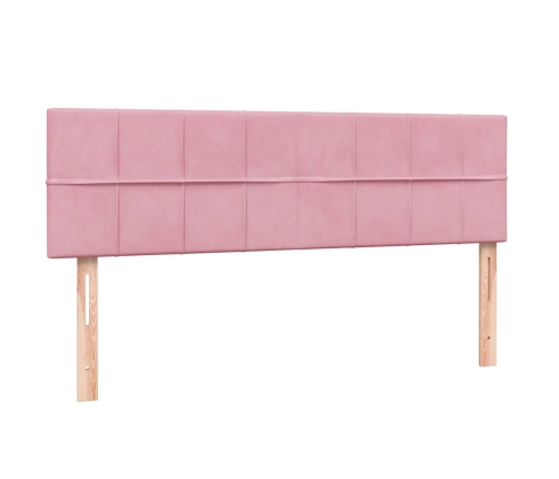 Cama box spring con colchón terciopelo rosa 140x220 cm