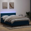 Cama box spring con colchón terciopelo azul oscuro 160x220 cm