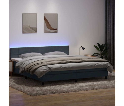 Cama box spring con colchón terciopelo gris oscuro 180x220 cm