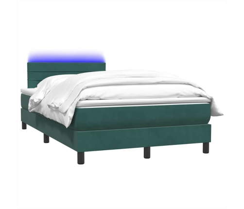 Cama box spring con colchón terciopelo verde oscuro 120x210 cm