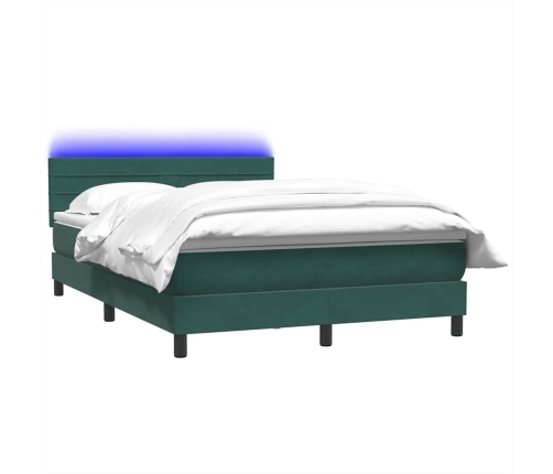 Cama box spring con colchón terciopelo verde oscuro 160x210 cm