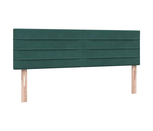 Cama box spring con colchón terciopelo verde oscuro 160x210 cm