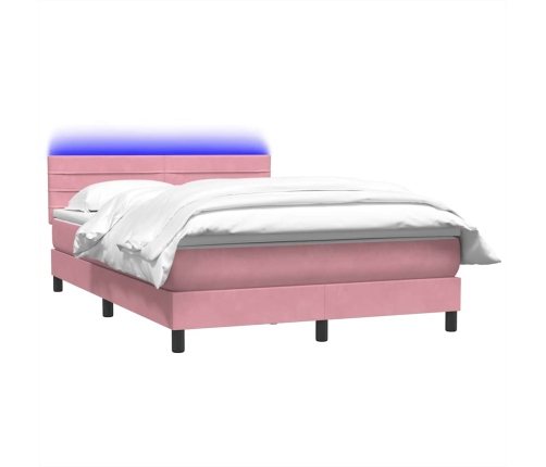 Cama box spring con colchón terciopelo rosa 160x210 cm