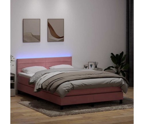 Cama box spring con colchón terciopelo rosa 160x210 cm