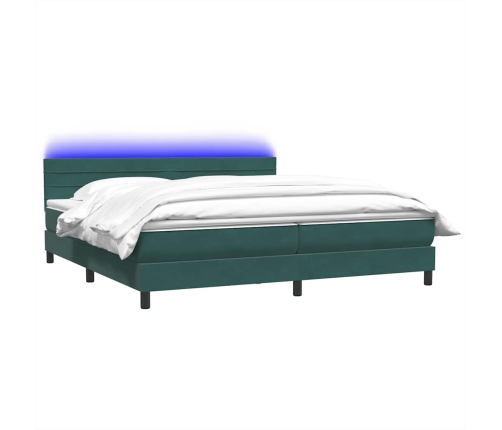 Cama box spring con colchón terciopelo verde oscuro 180x210 cm