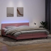 Cama box spring con colchón terciopelo rosa 200x210 cm