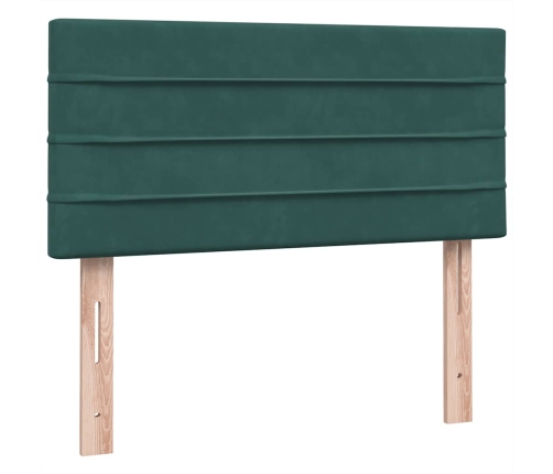 Cama box spring con colchón terciopelo verde oscuro 80x220 cm