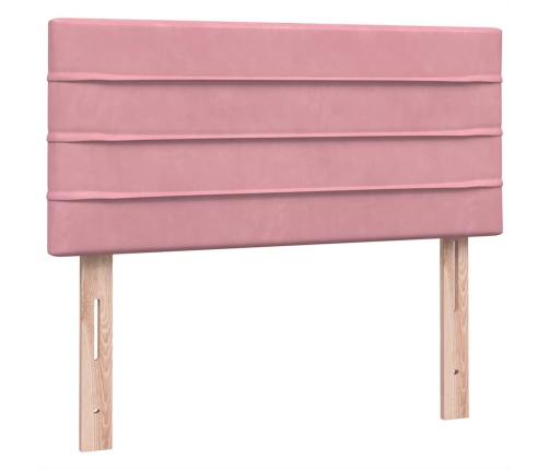 Cama box spring con colchón terciopelo rosa 90x220 cm