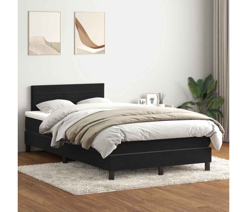 Cama box spring con colchón terciopelo negro 120x220 cm