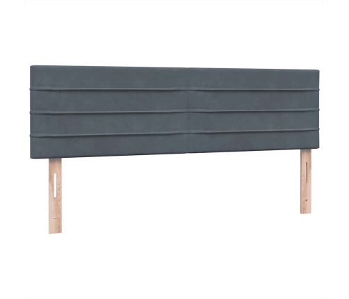 Cama box spring con colchón terciopelo gris oscuro 140x220 cm