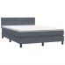 Cama box spring con colchón terciopelo gris oscuro 160x220 cm