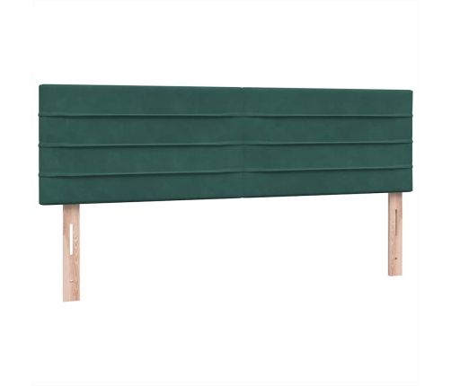 Cama box spring con colchón terciopelo verde oscuro 160x220 cm