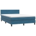 Cama box spring con colchón terciopelo azul oscuro 160x220 cm