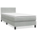 Cama box spring con colchón terciopelo gris claro 80x210 cm