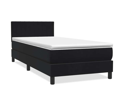 Cama box spring con colchón cuero sintético negro 80x210 cm