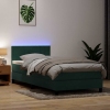 Cama box spring con colchón terciopelo verde oscuro 100x210 cm