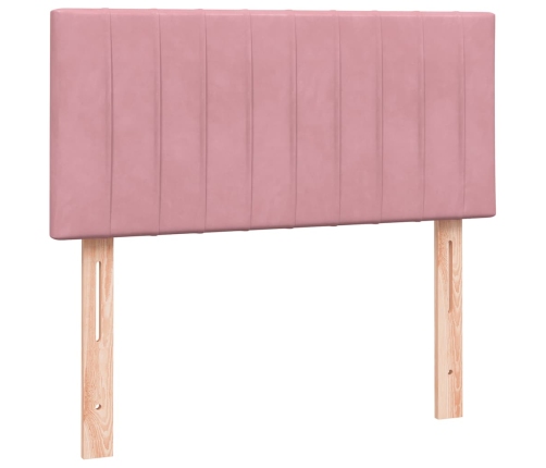 Cama box spring con colchón terciopelo rosa 100x210 cm