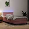 Cama box spring con colchón terciopelo rosa 100x210 cm