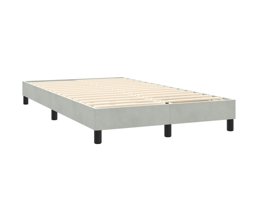 Cama box spring con colchón terciopelo gris claro 120x210 cm