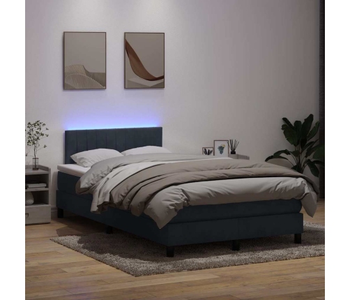 Cama box spring con colchón terciopelo gris oscuro 120x210 cm