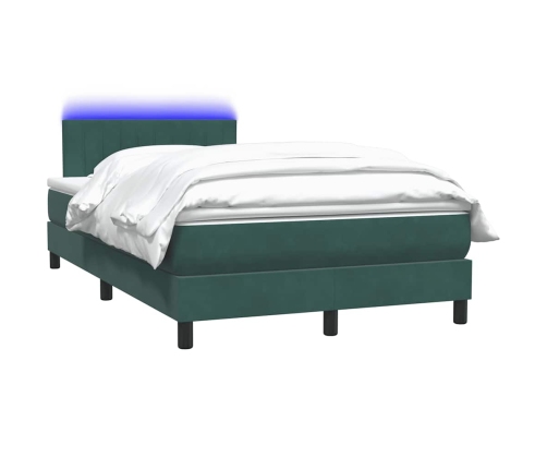 Cama box spring con colchón terciopelo verde oscuro 120x210 cm