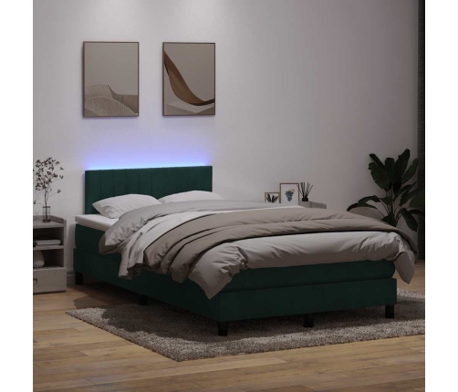 Cama box spring con colchón terciopelo verde oscuro 120x210 cm