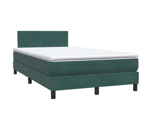 Cama box spring con colchón terciopelo verde oscuro 120x210 cm