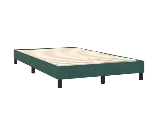 Cama box spring con colchón terciopelo verde oscuro 120x210 cm