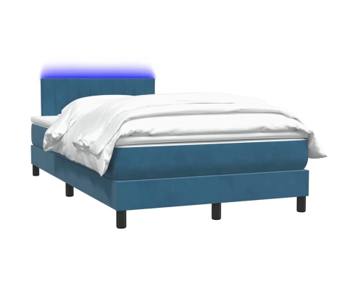 Cama box spring con colchón terciopelo azul oscuro 120x210 cm