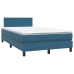 Cama box spring con colchón terciopelo azul oscuro 120x210 cm