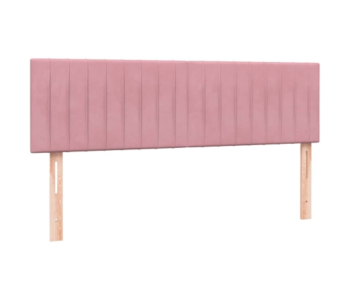 Cama box spring con colchón terciopelo rosa 140x210 cm