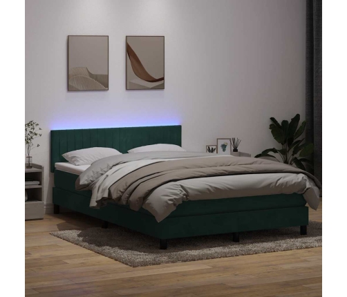 Cama box spring con colchón terciopelo verde oscuro 160x210 cm