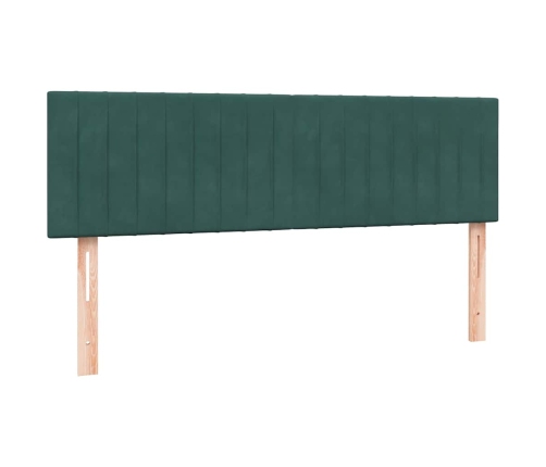 Cama box spring con colchón terciopelo verde oscuro 160x210 cm