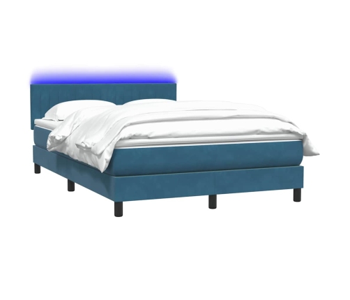 Cama box spring con colchón terciopelo azul oscuro 160x210 cm