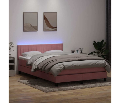 Cama box spring con colchón terciopelo rosa 160x210 cm